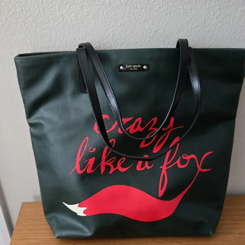 Kate Spade New York Crazy Like A Fox Green Limited Edition Tote NWOT - Picture 3 of 8